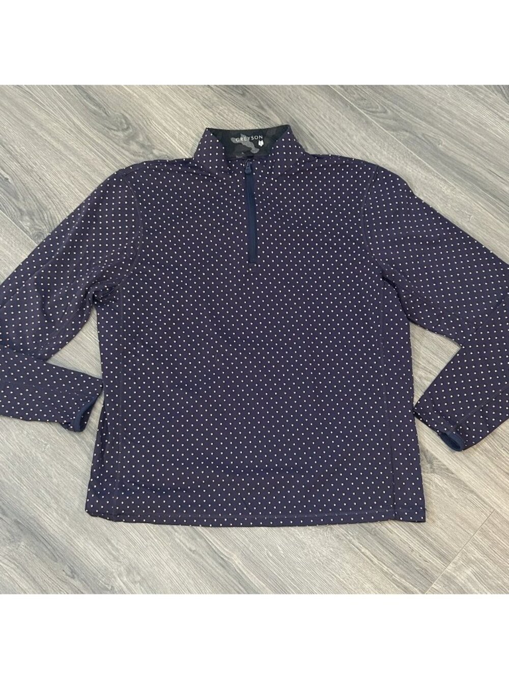 Greyson Pullover Women L Blue Fox Print Quarter Zip Golf Performance Long Sleeve